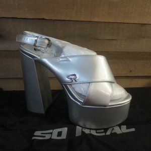 SO REAL CAROLINE SILVER PLATFORM SANDAL - US LADIES SIZE 10